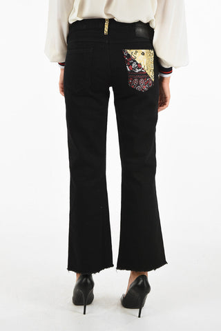Silk insert flared jeans