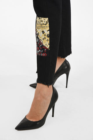 Silk insert flared jeans
