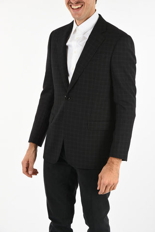 COLLEZIONI Side Vents Checked 1-Button Blazer