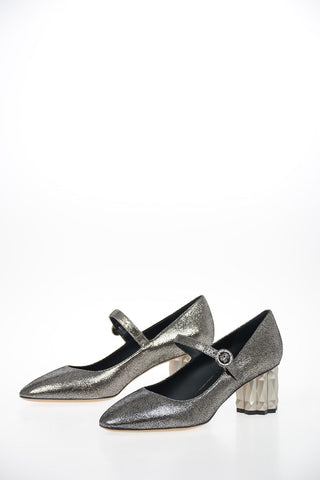 Metallic Leather ORTENSIA Mary Jane 5.5 cm