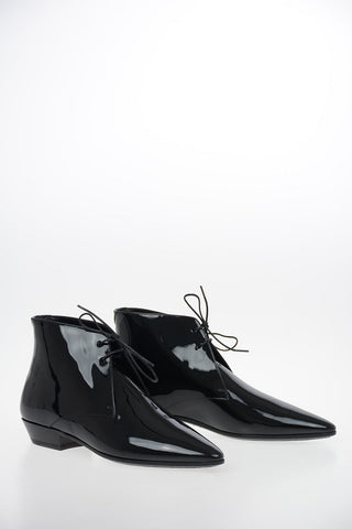 Lacquered Leather JONAS Lace Up Booties