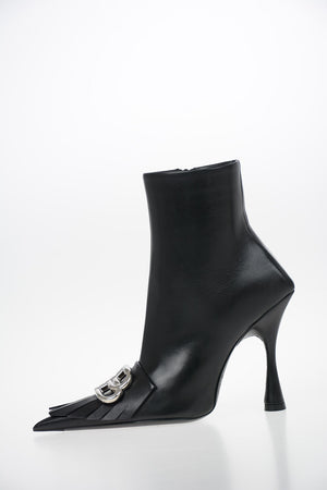 Leather KNIFE Booties with Fringes 11 cm