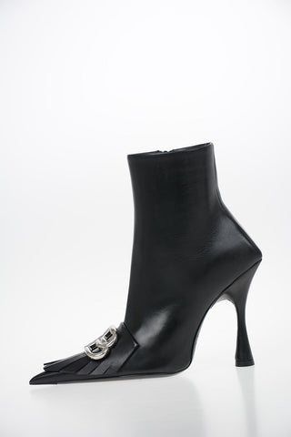 Leather KNIFE Booties with Fringes 11 cm