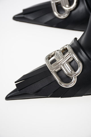 Leather KNIFE Booties with Fringes 11 cm