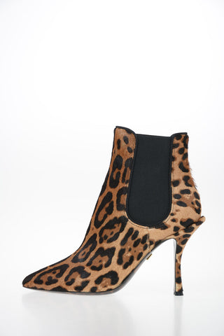 Animal Printed Ponyskin Pull On Booties 9 cm