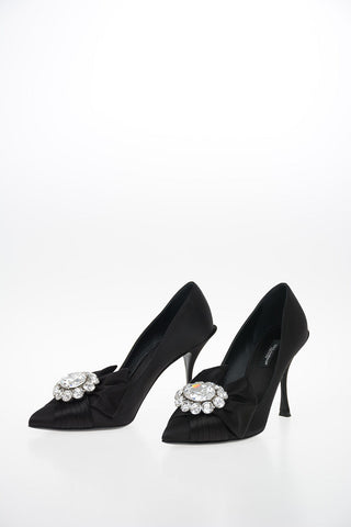 Satin Pumps with Jewel Details 10 cm