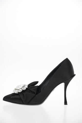 Satin Pumps with Jewel Details 10 cm