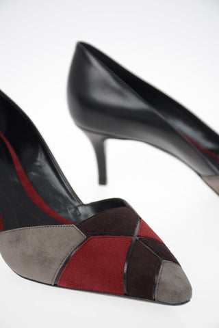 GIORGIO ARMANI 6cm Leather Kitten Heel D’Orsay Pumps