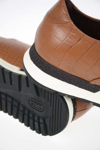 COLLEZIONI Leather Crocodile-Print Sneakers