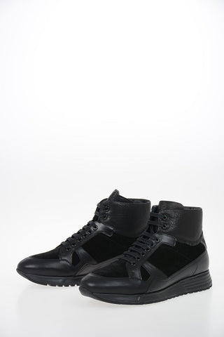 COLLEZIONI Suede Leather High Top Sneakers