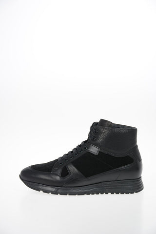 COLLEZIONI Suede Leather High Top Sneakers