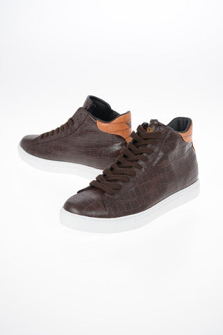 ARMANI JEANS Faux Leather Crocodile-Print Sneakers