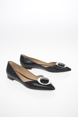 GIORGIO ARMANI Leather Point Toe D’orsay Flat