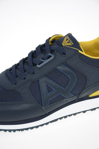 ARMANI JEANS Leather and Fabric Sneakers