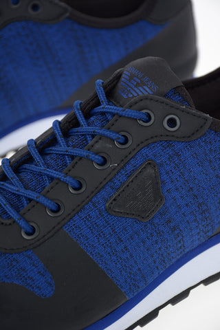 ARMANI JEANS Fabric and Leather Insert Sneakers