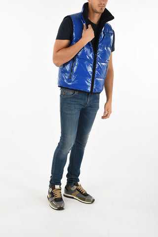 Faux Leather Reversible Sleeveless  ALGORAB Down Jacket