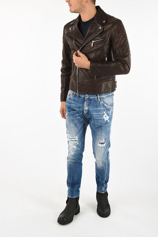 waist length leather biker jacket