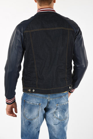 leather applications denim Bomber