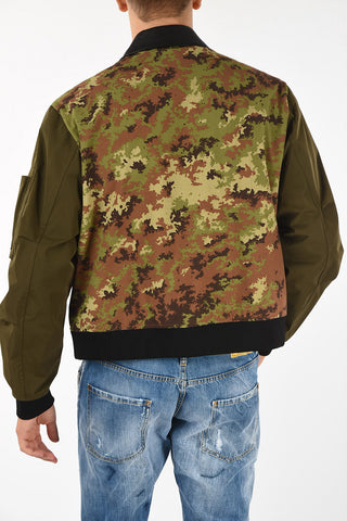 Giubbotto Camouflage con Aplicazioni in Pelle