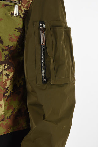 Giubbotto Camouflage con Aplicazioni in Pelle