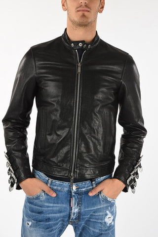 waist length full zip leather blouson