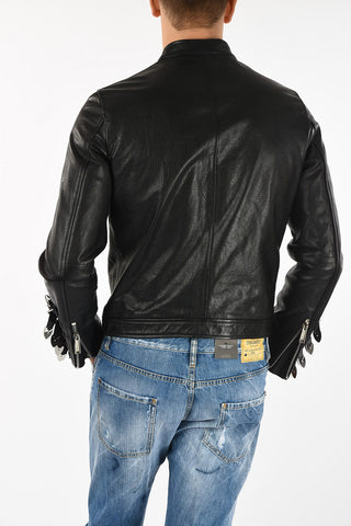 waist length full zip leather blouson