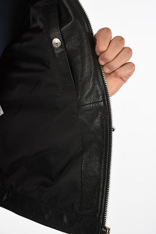 waist length full zip leather blouson