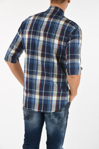 Hidden Button Collar Madras Shirt