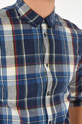 Hidden Button Collar Madras Shirt