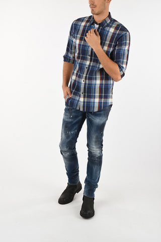 Hidden Button Collar Madras Shirt