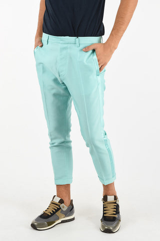 Silk Insert Cuffed Hems Capri Pants
