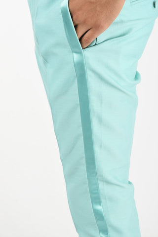 Silk Insert Cuffed Hems Capri Pants