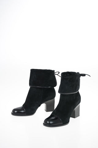 GIORGIO ARMANI 8cm Suede Leather Almond Toe High Heel Ankle Boots