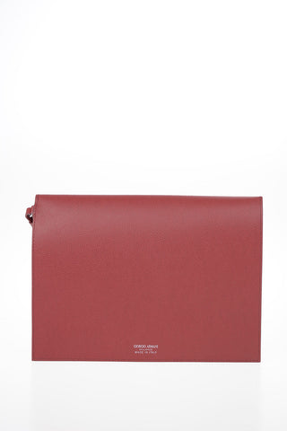 GIORGIO ARMANI Embossed Leather Wristlet