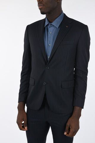CC COLLECTION side vents pinstriped drop 7 r 2-button suit