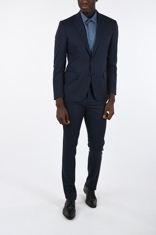 CC COLLECTION side vents pinstriped drop 7 r 2-button suit