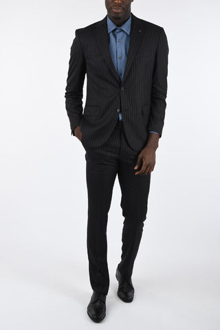 CC COLLECTION side vents pinstriped drop 7 r 2-button suit