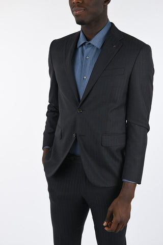 CC COLLECTION side vents pinstriped drop 7 r 2-button suit