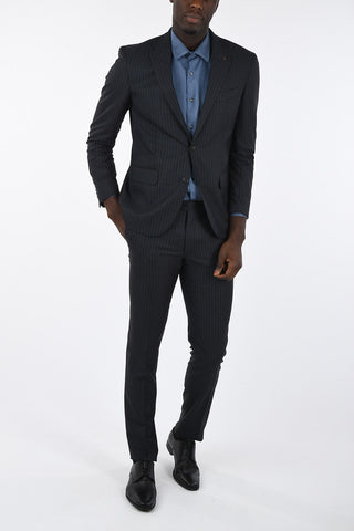 CC COLLECTION side vents pinstriped drop 7 r 2-button suit