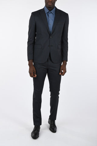 CC COLLECTION side vents pinstriped drop 7 r 2-button suit