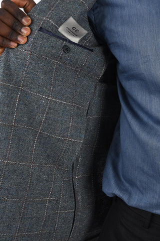 CC COLLECTION Windowpane Check 2 Button Blazer