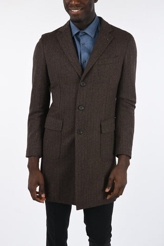 CC COLLECTION plain herringbone three-quarter length coat
