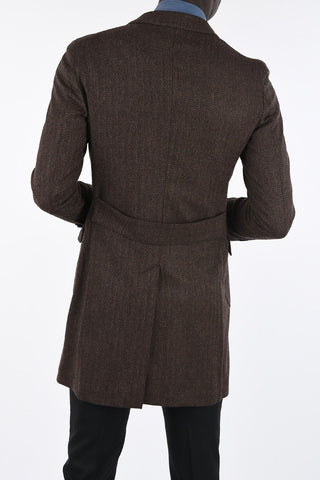 CC COLLECTION plain herringbone three-quarter length coat