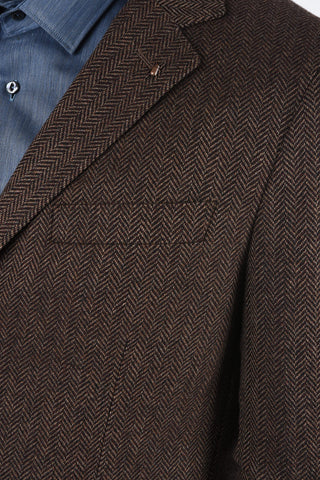 CC COLLECTION plain herringbone three-quarter length coat
