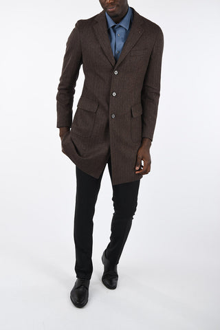 CC COLLECTION plain herringbone three-quarter length coat