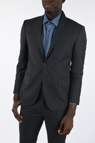 CC COLLECTION side vents hairline striped drop 7 r 2-button suit