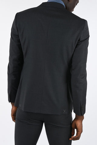 CC COLLECTION side vents hairline striped drop 7 r 2-button suit