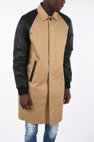 cappotto balmacaan con applicazioni in pelle
