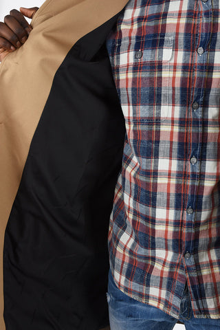 cappotto balmacaan con applicazioni in pelle