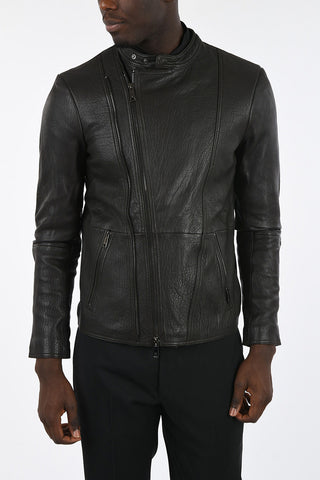 ARMANI JEANS Leather Biker Jacket